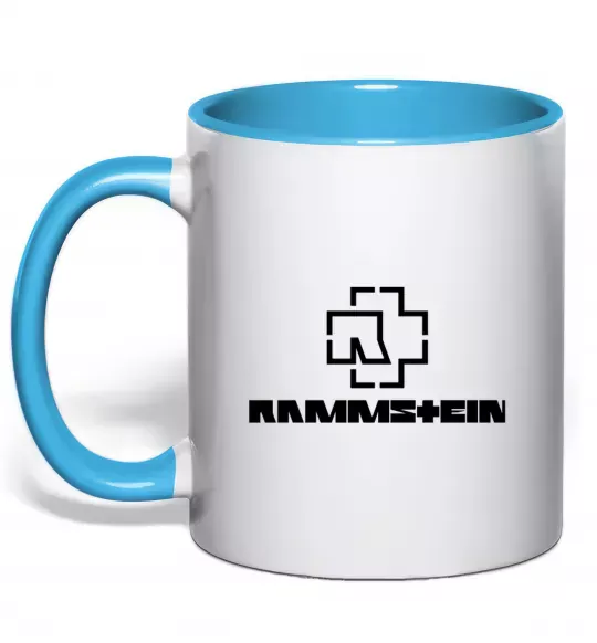 Чашка з кольоровою ручкою Rammstein logo Блакитний фото