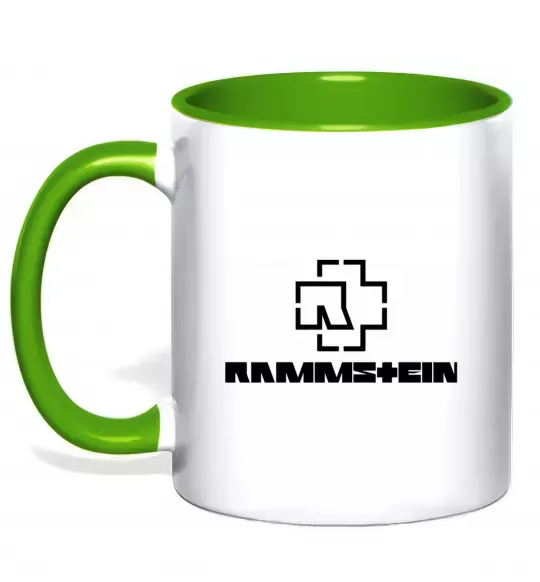 Чашка з кольоровою ручкою Rammstein logo Зелений фото