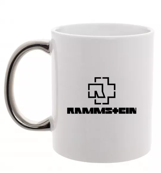 Чашка з кольоровою ручкою Rammstein logo Срібло фото