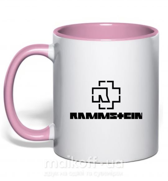 Чашка з кольоровою ручкою Rammstein logo Ніжно рожевий фото