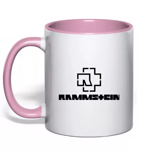 Чашка з кольоровою ручкою Rammstein logo Ніжно рожевий фото