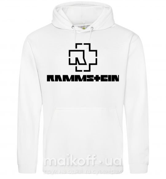 Мужская толстовка (худи) Rammstein logo Белый фото
