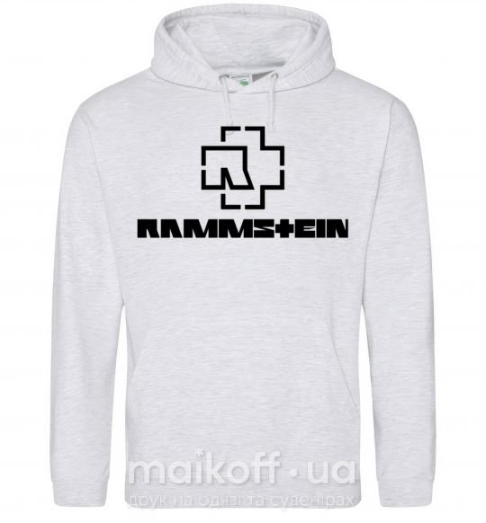 Мужская толстовка (худи) Rammstein logo Серый меланж фото