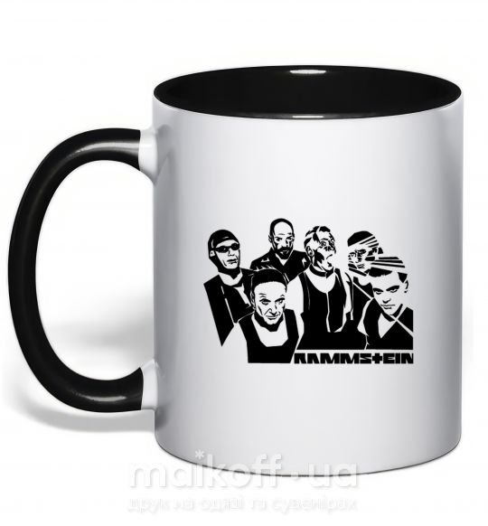 Чашка с цветной ручкой Rammstein группа Черный фото