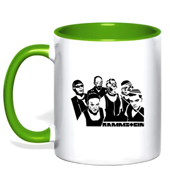 Чашка с цветной ручкой Rammstein группа Лаймовый фото