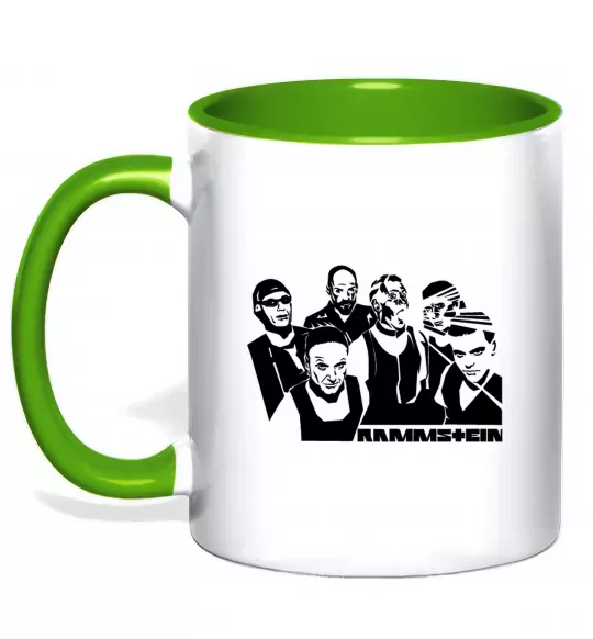 Чашка з кольоровою ручкою Rammstein группа Зелений фото