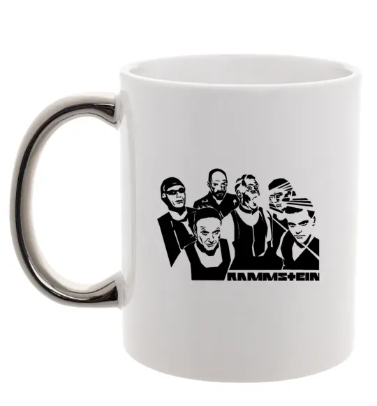 Чашка з кольоровою ручкою Rammstein группа Срібло фото