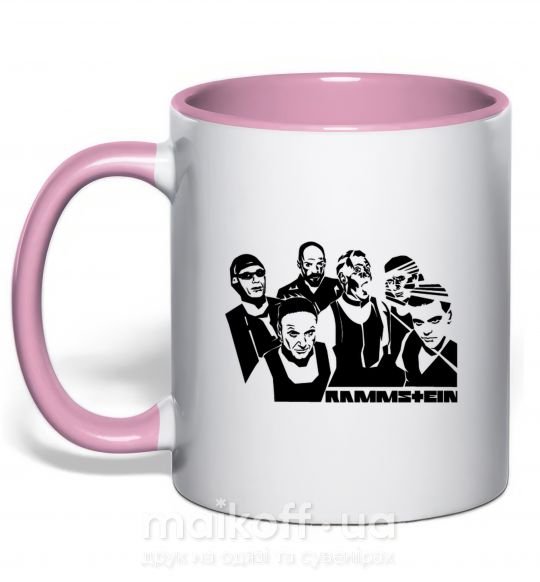 Чашка с цветной ручкой Rammstein группа Нежно розовый фото