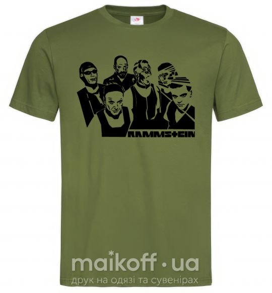 Мужская футболка Rammstein группа Оливковый фото