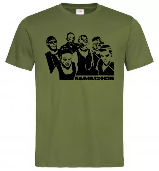 Мужская футболка Rammstein группа Оливковый фото