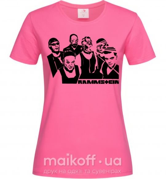 Женская футболка Rammstein группа Ярко-розовый фото