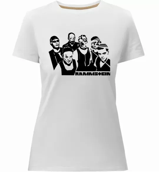 Женская премиум футболка Rammstein группа Белый фото