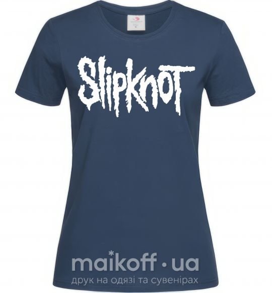 Женская футболка Slipknot надпись Темно-синий фото