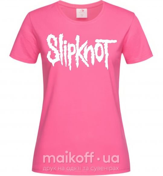 Женская футболка Slipknot надпись Ярко-розовый фото