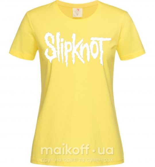 Женская футболка Slipknot надпись Лимонный фото