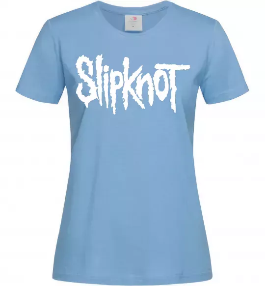 Жіноча футболка Slipknot надпись Блакитний фото