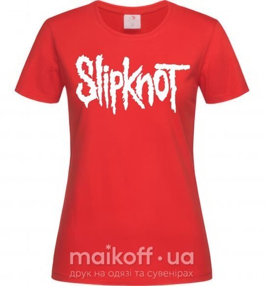 Женская футболка Slipknot надпись Красный фото