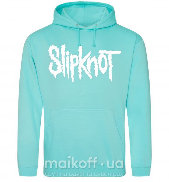 Женская толстовка (худи) Slipknot надпись Мятный фото