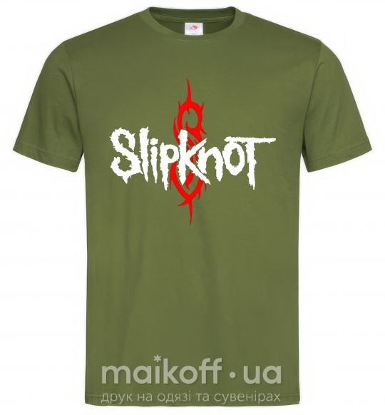 Мужская футболка Slipknot logotype Оливковый фото