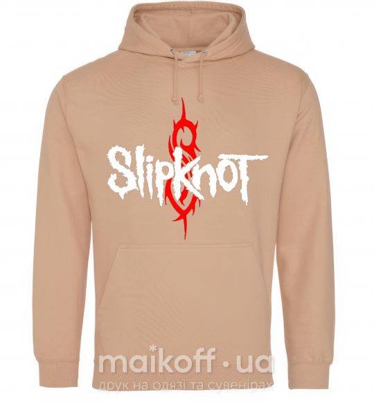 Мужская толстовка (худи) Slipknot logotype Песочный фото