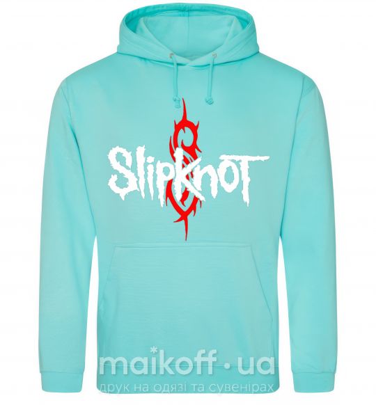 Мужская толстовка (худи) Slipknot logotype Мятный фото
