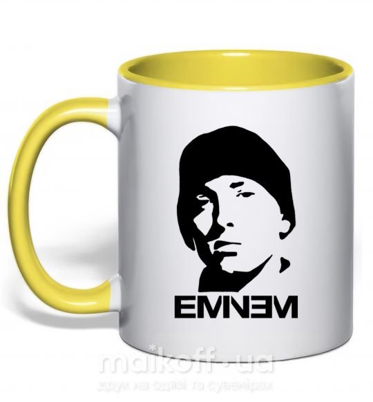 Чашка з кольоровою ручкою Eminem face Сонячно жовтий фото