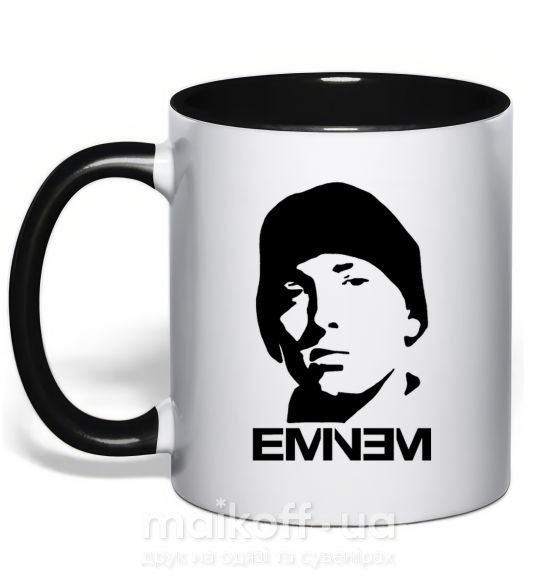 Чашка с цветной ручкой Eminem face Черный фото