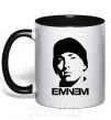 Чашка з кольоровою ручкою Eminem face Чорний фото