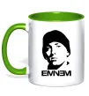 Чашка з кольоровою ручкою Eminem face Лаймовий фото
