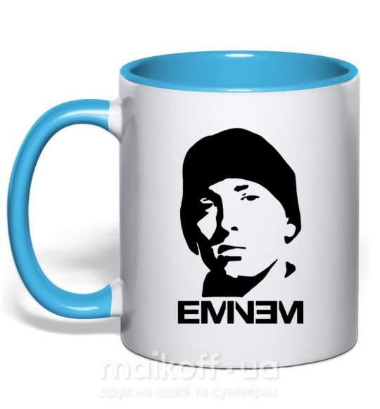 Чашка с цветной ручкой Eminem face Голубой фото