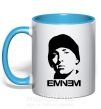 Чашка з кольоровою ручкою Eminem face Блакитний фото
