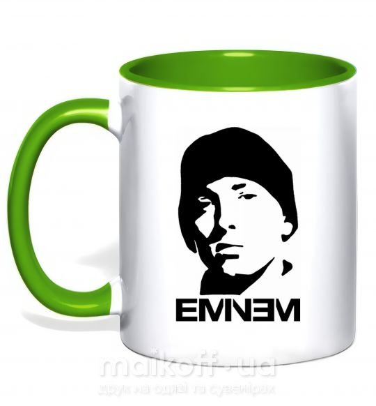 Чашка з кольоровою ручкою Eminem face Зелений фото