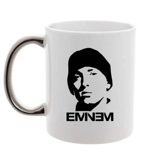 Чашка с цветной ручкой Eminem face Серебро фото