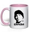 Чашка з кольоровою ручкою Eminem face Ніжно рожевий фото