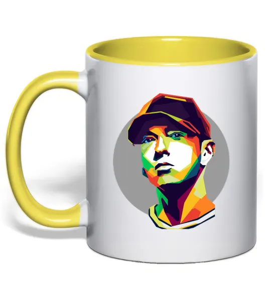 Чашка з кольоровою ручкою Eminem color face Лимонний фото