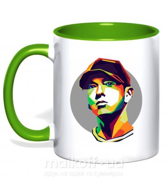 Чашка з кольоровою ручкою Eminem color face Зелений фото