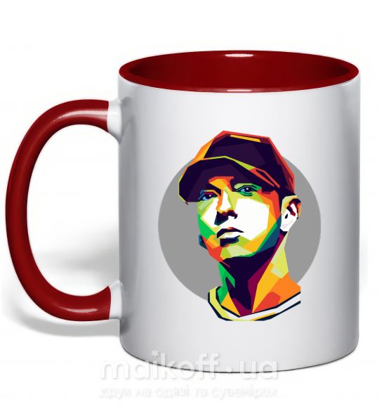 Чашка з кольоровою ручкою Eminem color face Червоний фото