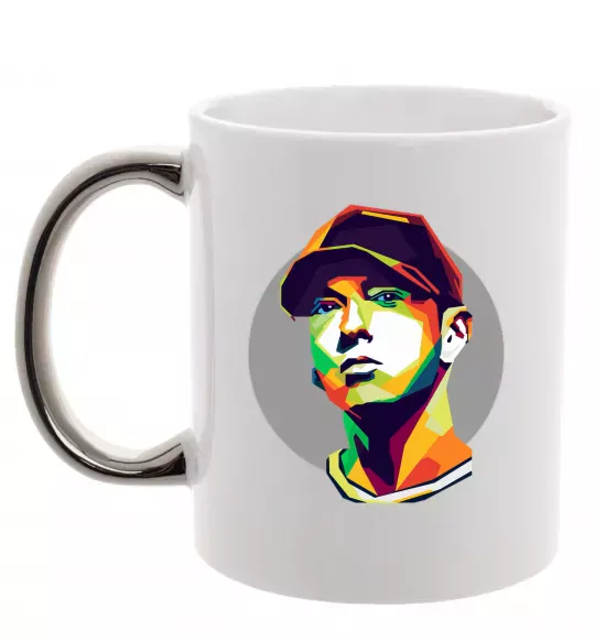 Чашка з кольоровою ручкою Eminem color face Срібло фото