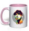 Чашка з кольоровою ручкою Eminem color face Ніжно рожевий фото