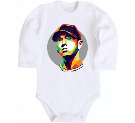 Дитячий бодік Eminem color face Білий фото