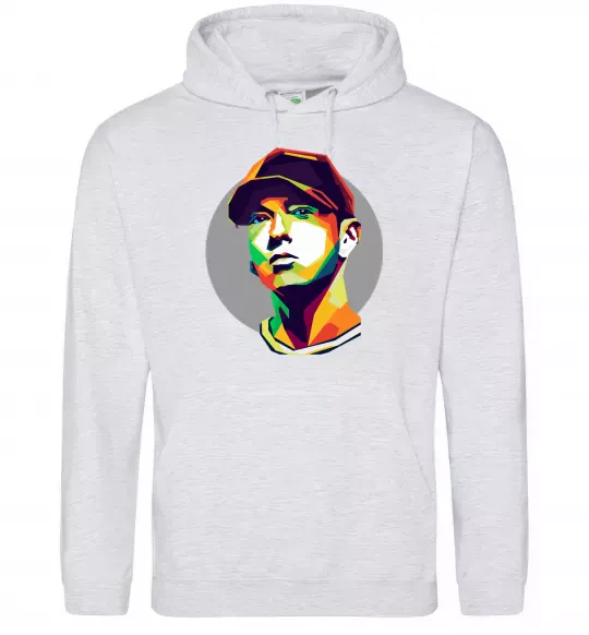 Женская толстовка (худи) Eminem color face Серый меланж фото
