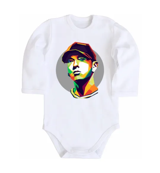 Детский боди Eminem color face Белый фото