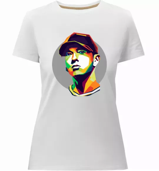 Жіноча преміум футболка Eminem color face Білий фото