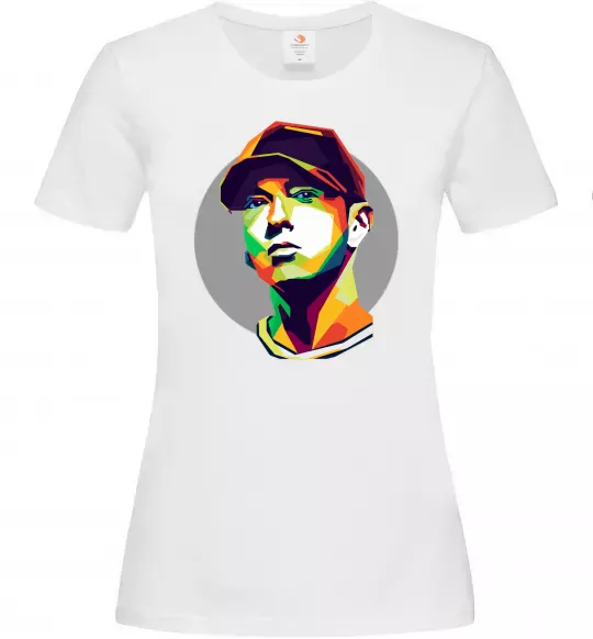 Женская футболка Eminem color face Белый фото