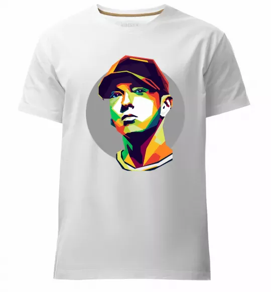 Чоловіча преміум футболка Eminem color face Білий фото