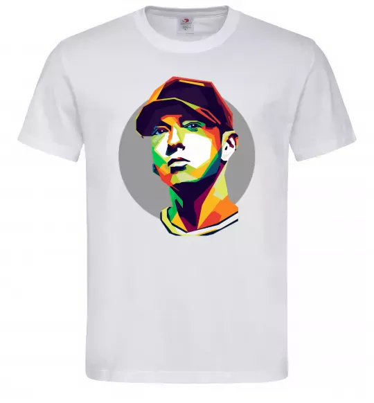 Мужская футболка Eminem color face Белый фото