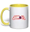 Чашка з кольоровою ручкою Sum 41 logo Сонячно жовтий Чашка з кольоровою ручкою Sum 41 logo Сонячно жовтий фото