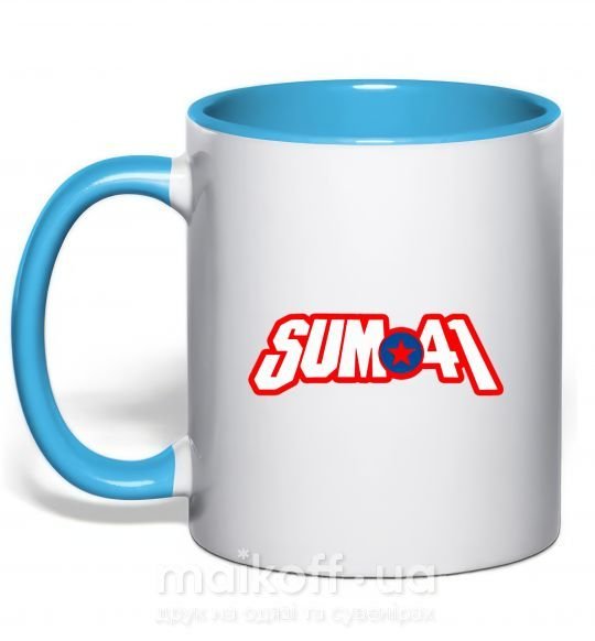 Чашка з кольоровою ручкою Sum 41 logo Блакитний фото
