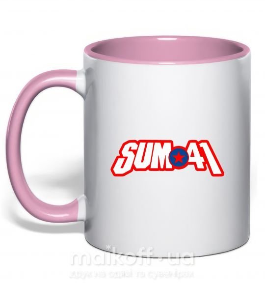 Чашка з кольоровою ручкою Sum 41 logo Ніжно рожевий фото
