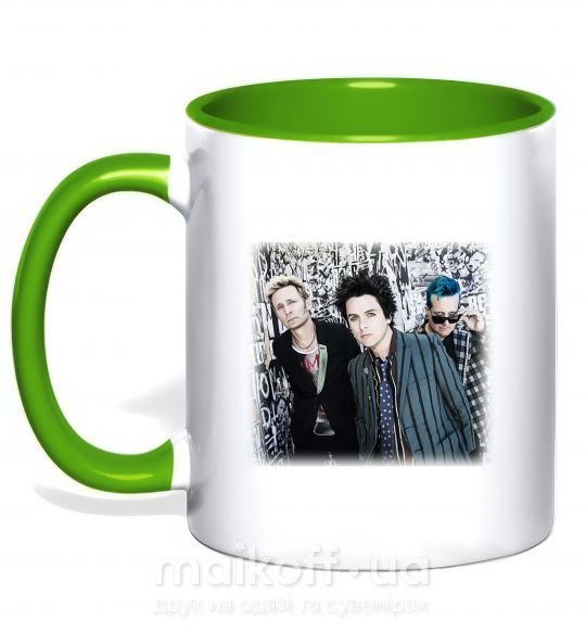 Чашка з кольоровою ручкою Green Day group Зелений фото
